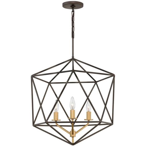 Lustre suspendu lampe plafonnier métal bronze D 20 pouces lampe de salle à manger (1/5)