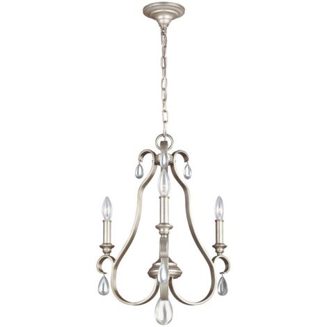 Lustre suspension plafonnier acier argent D 45,3 cm lampe de salle à manger (1/5)