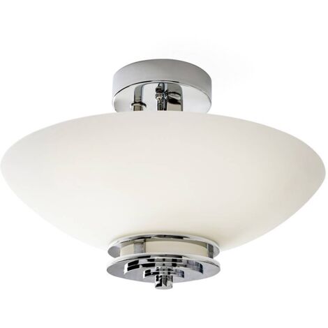 Plafonnier lampe salon lumière acier chrome D 38,1 cm 3 flammes (1/5)