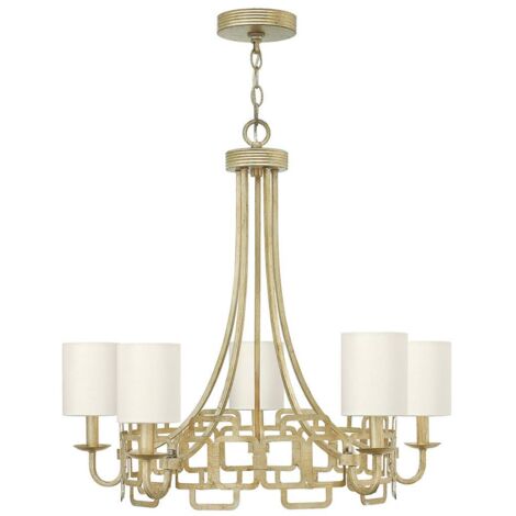 Lustre suspension plafonnier acier argent D 71,1 cm lumière salle à manger (1/5)