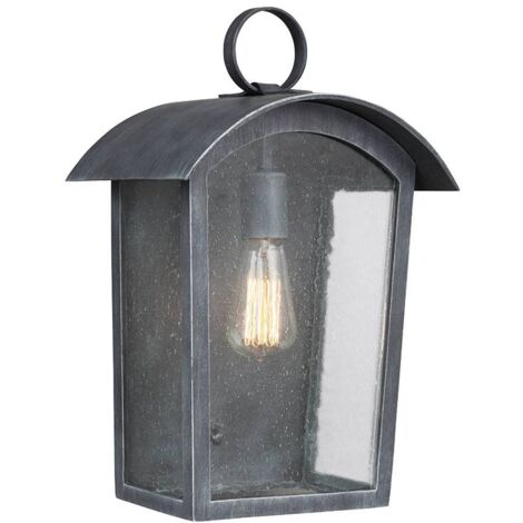 Lampe d'extérieur applique lanterne noire H 41,3 cm lampe de jardin 1 flamme E27 cour (1/5)