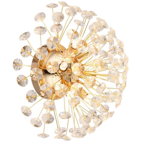 Applique murale de salon LED 6 flammes cristaux transparents G9 doré (1/5)
