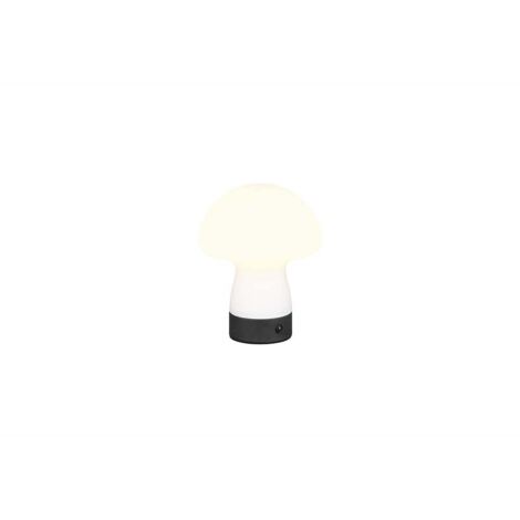 Lampe de table, lampe d'appoint, dimmable, verre, métal blanc, noir, tactile, batterie, H 18 cm (1/5)