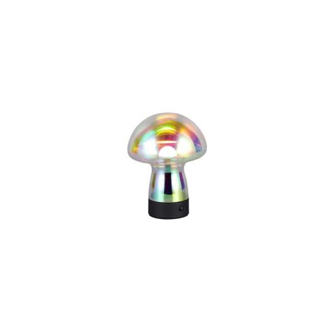 Lampe de table lampe d'appoint métal noir verre transparent irisé batterie H 18 cm