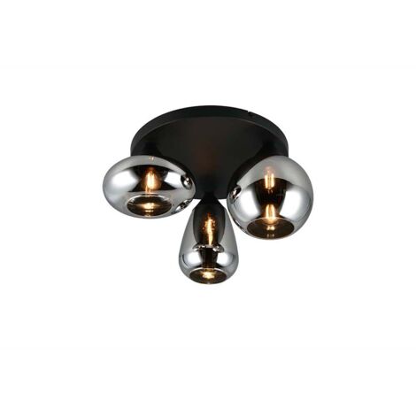 Plafonnier lampe de salon noir 3 flammes H 24,5 cm (1/4)