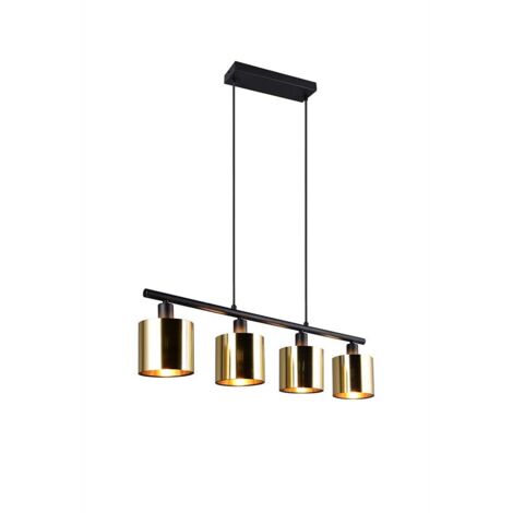 Suspension lampe salle à manger suspension noir or 4 flammes E14 L 75 cm (1/5)