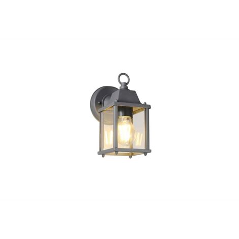 Applique d'extérieur lanterne lampe de porte d'entrée verre aluminium anthracite lampe de jardin H 22,5 cm (1/5)