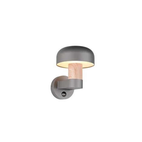 Applique murale façade aluminium anthracite couleur bois capteur IP54 H 24,5 cm (1/5)
