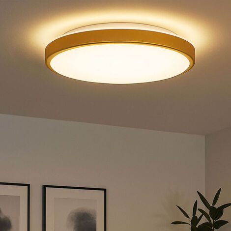 Plafonnier laiton LED plafonnier cuisine ronde lampe de couloir lampe de salon, métal plastique, 20W 2400lm blanc chaud, DxH 43x9 cm (1/5)