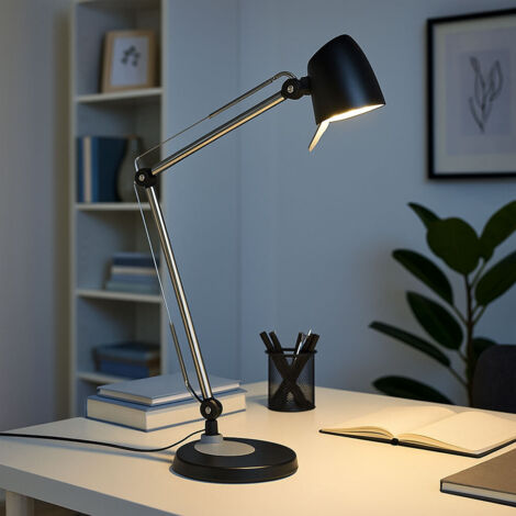 Lampe de table Lampe murale Lampe à pince Lampe de table Touch 4 niveaux Lampe articulée orientable, métal noir argenté, LED 5W 700Lm, LxH 16,7x70 cm