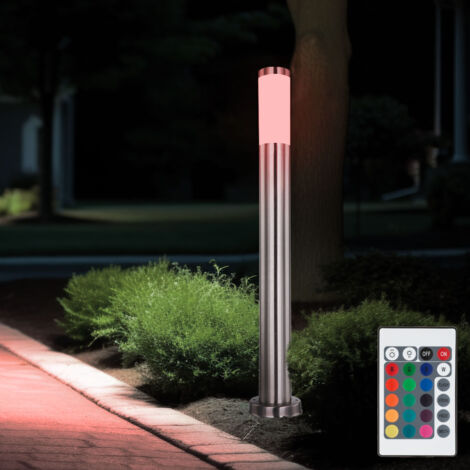 Ensemble de 4 lampes d'extérieur à LED RVB TÉLÉCOMMANDE sur pied piliers en acier inoxydable lumières de jardin dimmable