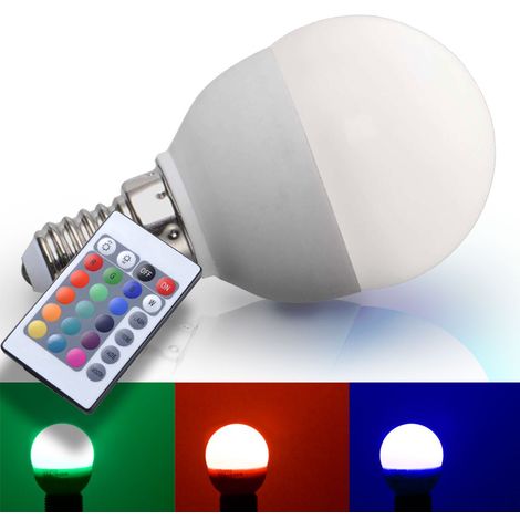 E14 LED RGB 3.5 watts ampoule ampoule goutte lampe changeur de couleur  télécommande gradateur, ETC Shop: lampes, mobilier, technologie. Tout  d'une source.