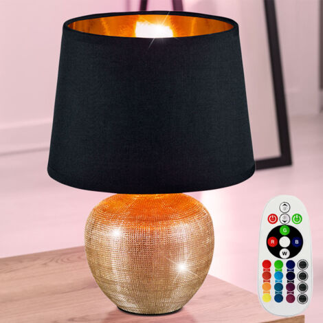 Lampe de table lampe de lecture textile DIMMABLE spot en céramique dans un ensemble comprenant des lampes LED RGB
