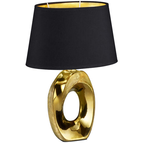 Lampe de table de nuit liseuse télécommandée en or noir dimmable dans un ensemble comprenant des ampoules LED RVB