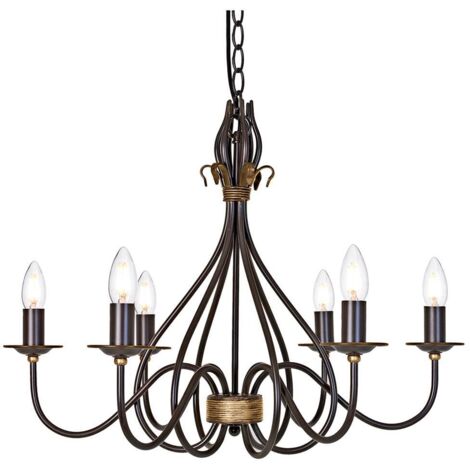 Lustre suspension lampe salle à manger 6 flammes D 64,5 cm plafonnier (1/3)