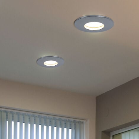 Lot de 2 spots encastrables LED, spots plafond, spots, salon, salle de bain, lampes chromées