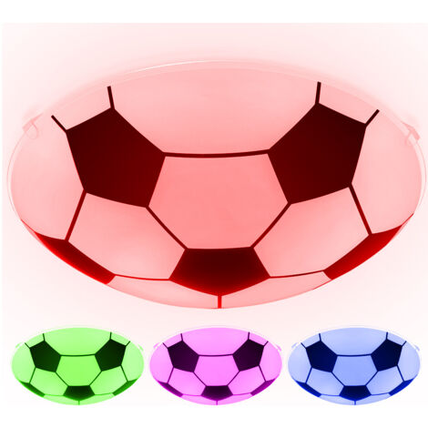 Plafonnier pour enfants DIMMABLE lampe de football en verre TÉLÉCOMMANDE dans un ensemble comprenant des ampoules LED RVB