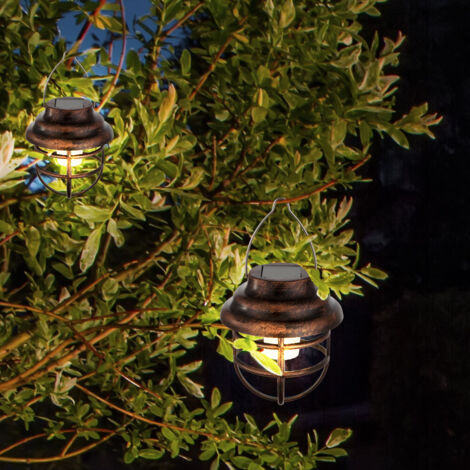 Ensemble de 4 lanternes solaires suspendues LED design grille éclairage extérieur jardin lampes suspendues terrasse