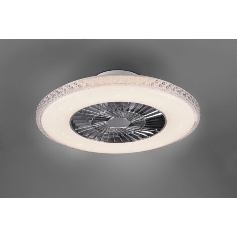 Ventilateur de plafond avec télécommande Lampe de plafond effet d'étoile Ventilateur marche avant-arrière, minuterie CCT, blanc, LED 38W 4400Lm chaud-froid, DxH 60x18 cm (1/7)