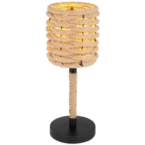 Lampe de table lampe de table salon tressée marron métal corde de chanvre H 45 cm (1/5)