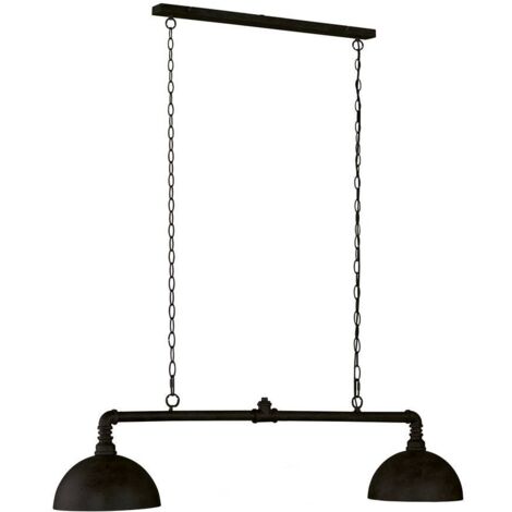 Lampe à suspendre Lampe de salon 2 flammes noir métal L 87 cm (1/4)