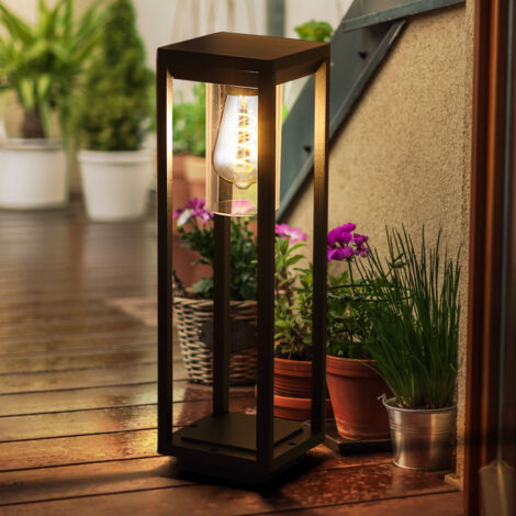 Lampadaire ALU éclairage extérieur lampadaire de jardin FILAMENT lanterne dans un ensemble comprenant des ampoules LED