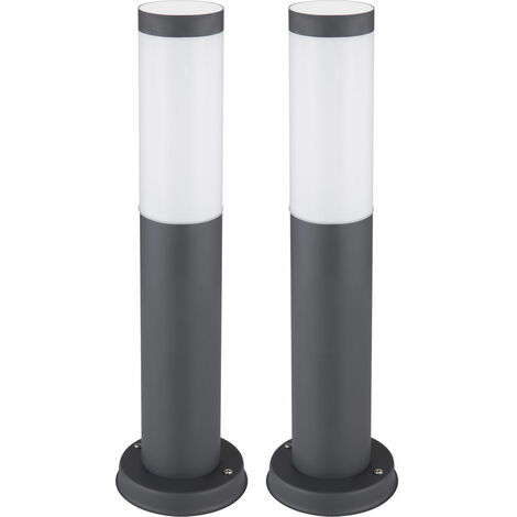 Lot de 2 lampadaires d'extérieur LED sur pied d'allée de jardin éclairage de terrasse en INOX anthracite