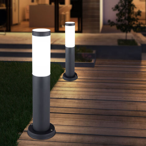 Lot de 2 lampadaires d'extérieur LED sur pied d'allée de jardin éclairage de terrasse en INOX anthracite