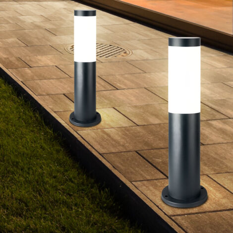 Lot de 2 lampadaires d'extérieur LED sur pied d'allée de jardin éclairage de terrasse en INOX anthracite