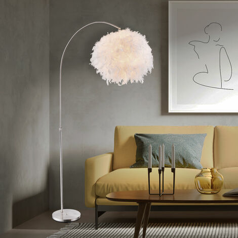 Lampe à arc avec ressorts lampadaire lampe de salon lampadaire réglable en  hauteur, blanc argenté, 1x E27, LxH 96x141-196 cm