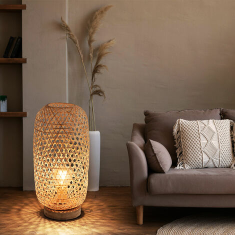 Lampadaire Lampe de Salon Boho Bambou Lampe Décorative Nature