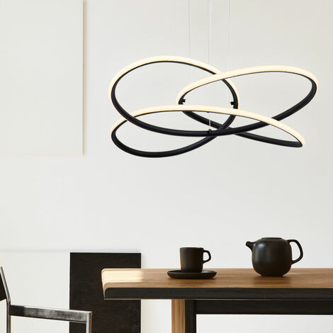Lampe pendule suspendue LED plafonnier salle à manger noir courbé