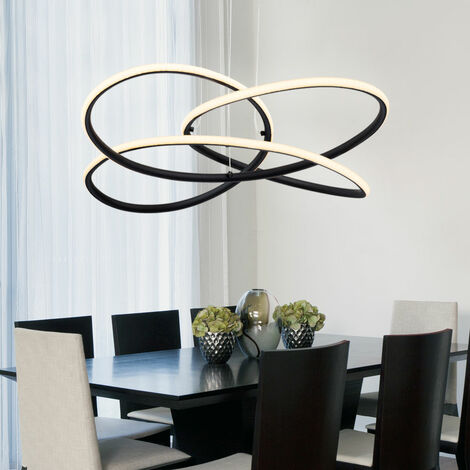 Lampe pendule suspendue LED plafonnier salle à manger noir courbé