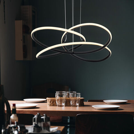 Lampe pendule suspendue LED plafonnier salle à manger noir courbé