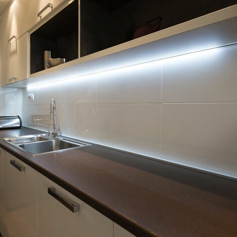 Plafonnier LED sous meuble plafonnier cuisine noir câble interrupteur,  plastique opale, 1x LED 5 W 330