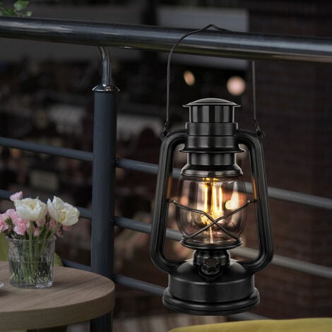 Lampe de décoration lanterne LED éclairage intérieur lanterne tempête lampe  de table noire, dimmable, à suspendre