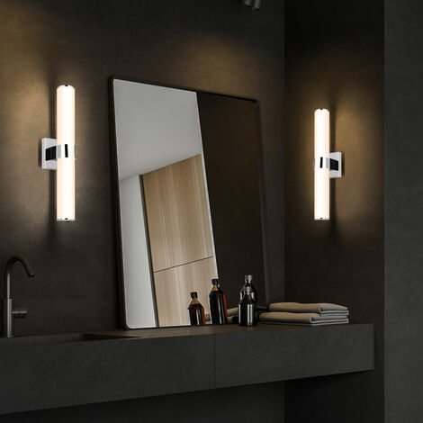 LED Lumière miroir de salle de bain 50cm, 10W, IP44 étanche Applique murale  de salle de bain 180 ° rotative, Lumière miroir de salle de bain moderne,  blanc chaud 3000K, Schwarz [Ene