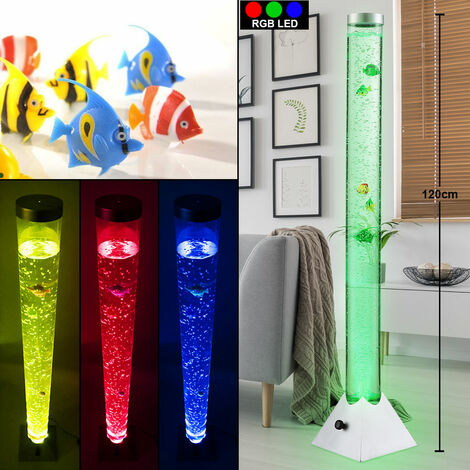 RVB LED lampe à eau à changement de couleur poisson rond support coloré  décoration lumineuse colonne