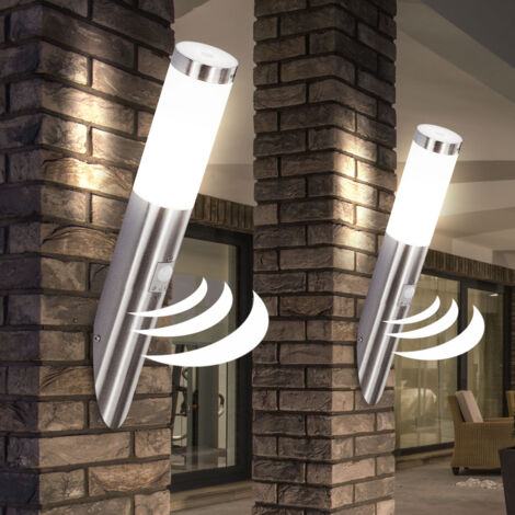 Lot de 2 appliques LED extérieur façades spots inox patio lampes détecteur de mouvement