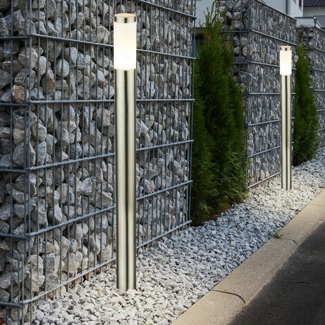 Ensemble élégant de 2 lampadaires en acier inoxydable base d'éclairage extérieur 1x E27 IP44 (1/5)