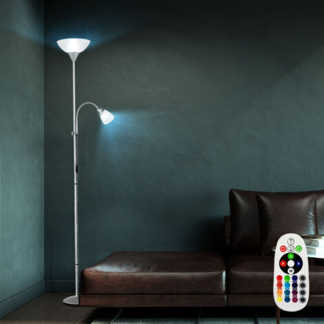 Lampadaire de salon plafonnier lampe à variateur Flexo commutable dans un ensemble comprenant des ampoules LED RVB