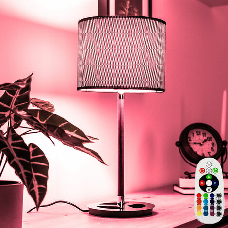 Lampe de chevet design en métal chromé lampe télécommandée dans un ensemble  comprenant des ampoules LED
