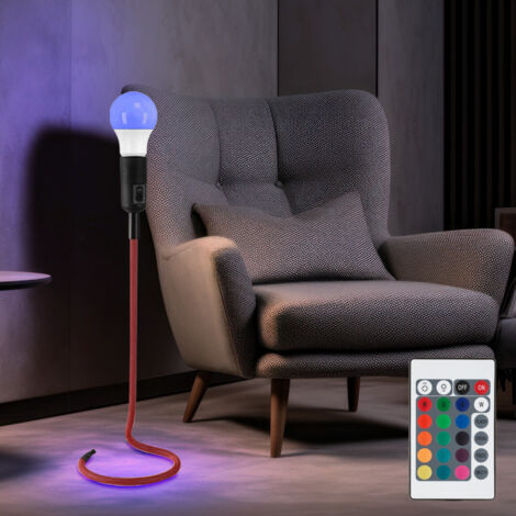 Lampe de table lampe de table rouge lampe d'appoint dimmable textile rétro lampe de salon LED RVB, changement de couleur RVB, 8,5W 806 lm blanc chaud, DxH 15 x 46,5 cm