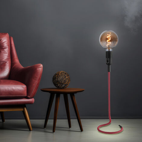 Lampe de table lampe de table rouge lampe d'appoint dimmable textile rétro lampe de salon LED RVB, changement de couleur RVB, 8,5W 806 lm blanc chaud, DxH 15 x 46,5 cm