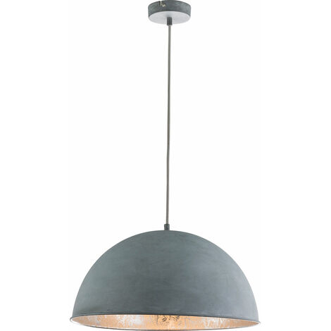 Suspension lampe suspension suspension lampe suspension lampe de salle à manger, métal aspect ciment argent, 1x douille E27, DxH 41x120cm