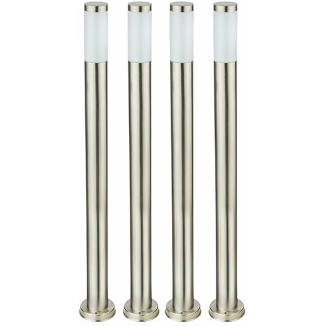 Lot de 4 lampadaires LED éclairage allée de jardin terrasses éclairage extérieur inox