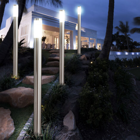 Lot de 4 lampadaires LED éclairage allée de jardin terrasses éclairage extérieur inox