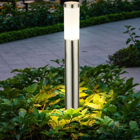 Lampe d'extérieur, lampadaire, lampe de balcon, lampe à colonne, éclairage d'entrée LED, jardin, acier inoxydable IP44, opale argentée, 1x LED 7W, DxH 12,7x110 cm