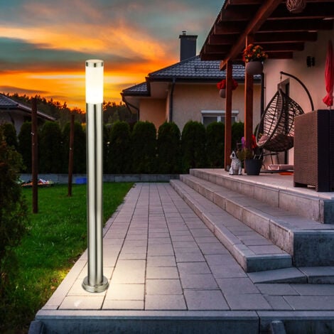 Lampe d'extérieur, lampadaire, lampe de balcon, lampe à colonne, éclairage d'entrée LED, jardin, acier inoxydable IP44, opale argentée, 1x LED 7W, DxH 12,7x110 cm