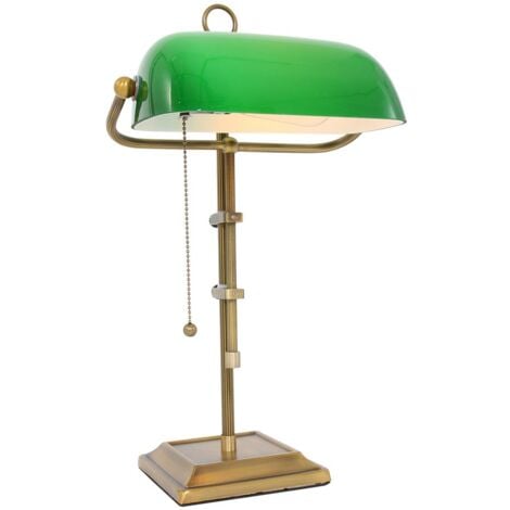 Lampe de banquier rétro LED avec abat-jour vert lampe de